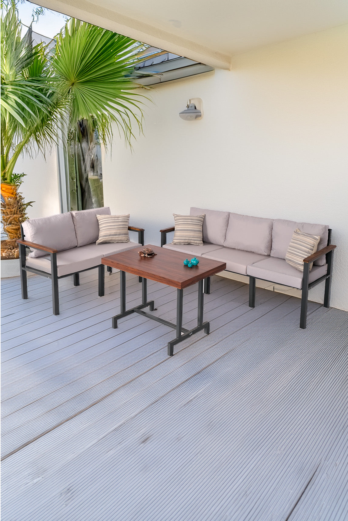 NEOKAS Bahce Mobilyası, Modern Balkon Mobilyası, Balkon Oturma Grubu, Kafe Oturma Takımı, Teras Koltugu, 2+3+M