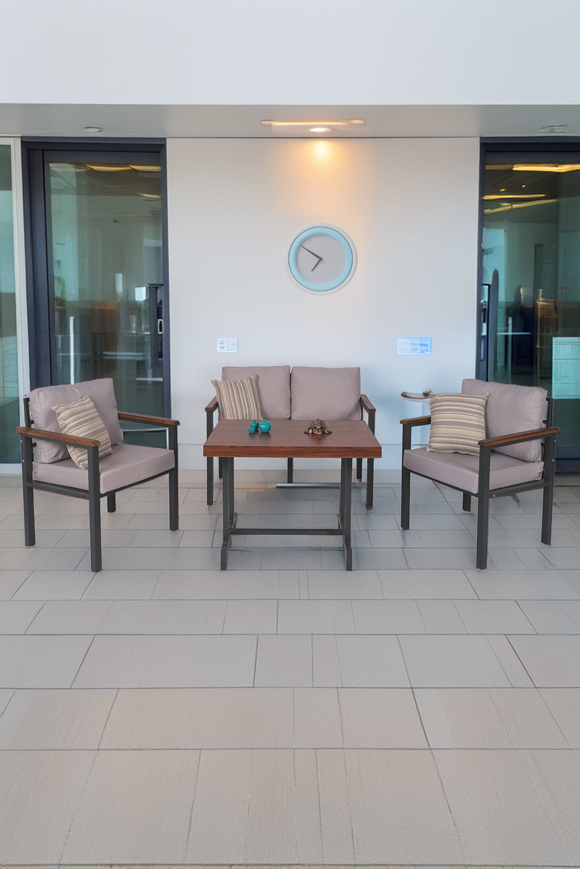 NEOKAS Bahce Mobilyası, Modern Balkon Mobilyası, Kafe Oturma Takımı, Teras Koltugu, 1+1+2+M