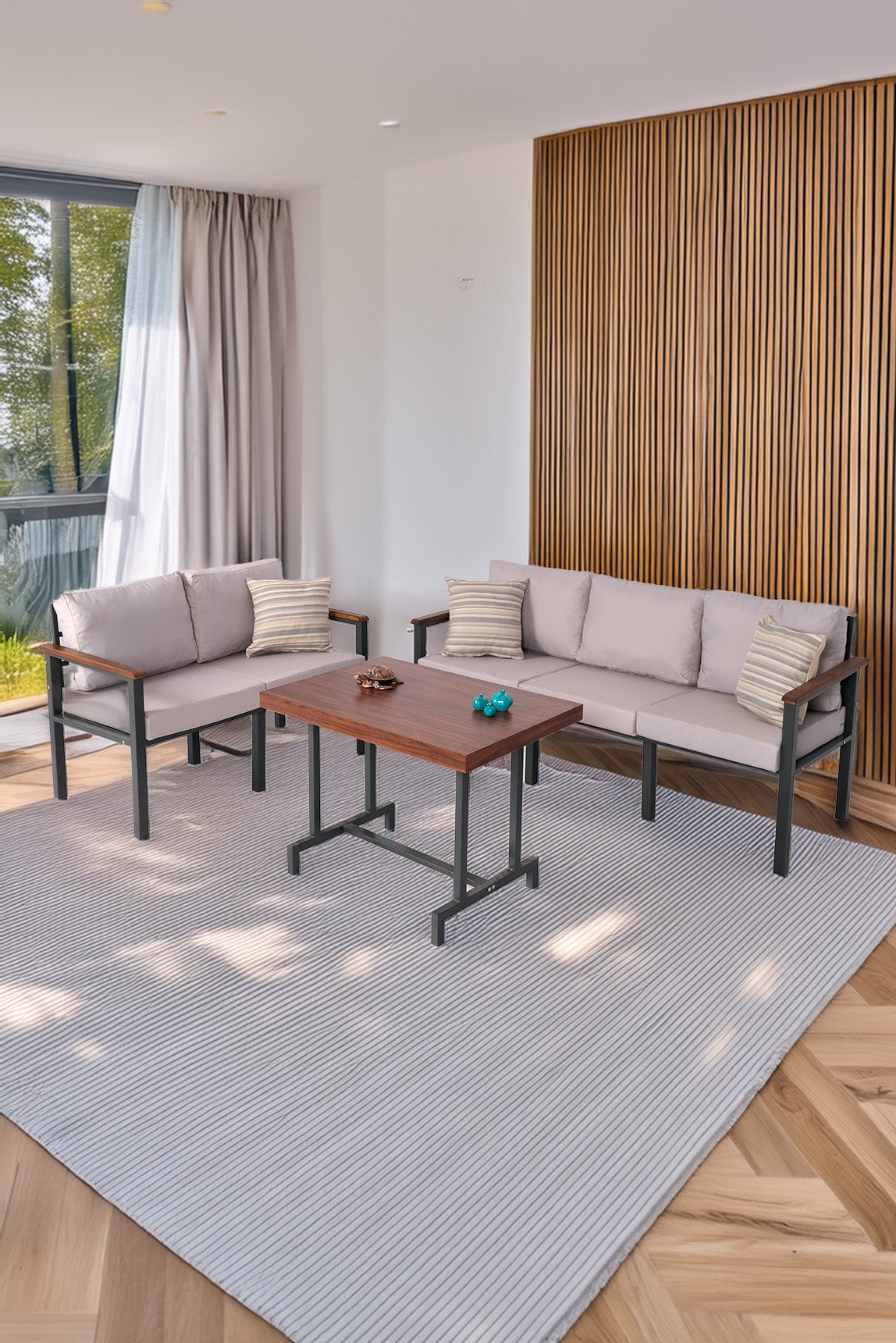NEOKAS Bahce Mobilyası, Modern Balkon Mobilyası, Kafe Oturma Takımı, Teras Koltugu,Balkon Oturma Grubu 2+3+M