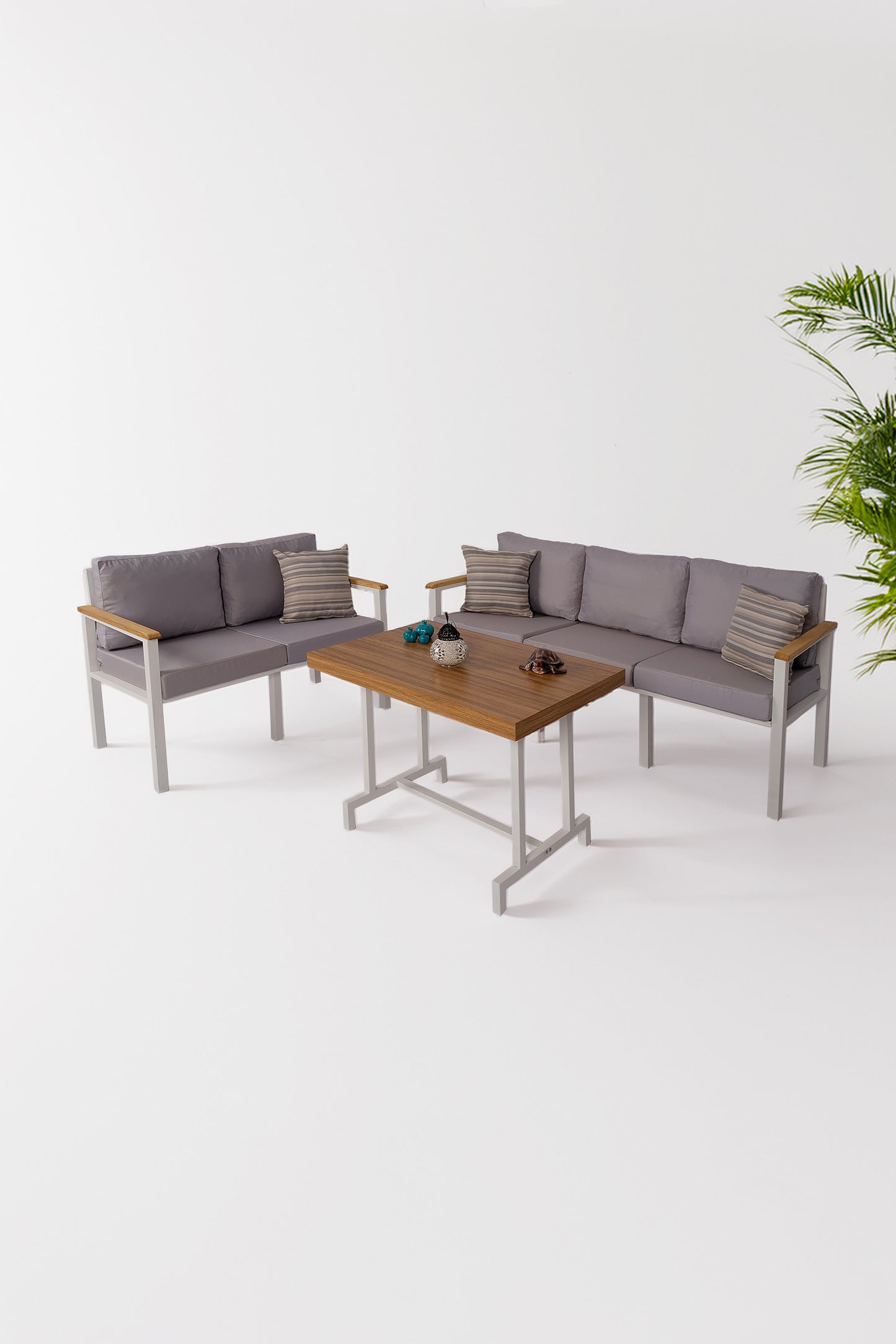 NEOKAS Bahçe Takımı, Balkon Mobilyası, 2+3+Masa, Kafe Koltuğu, Minimalist Tasarım