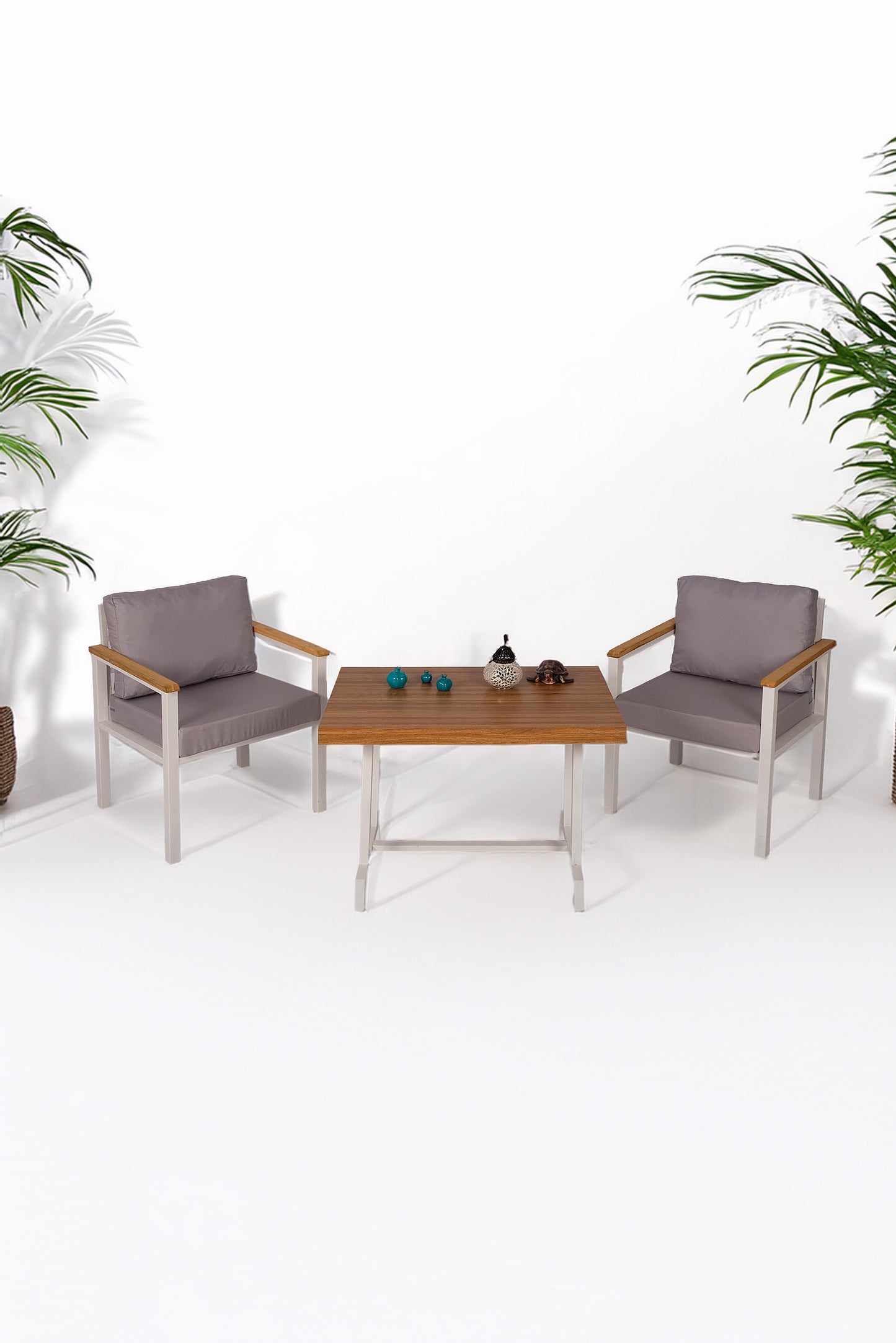 NEOKAS Balkon Mobilyası, Bahçe Takımı, 1+1+Masa, Kafe Koltuğu, Bekleme Alanı Koltuğu