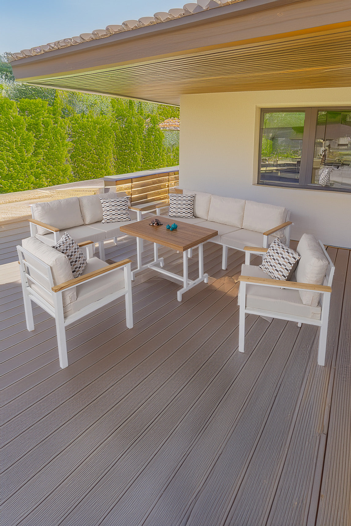 NEOKAS Balkon Mobilyası, Bahçe Takımı, Kafe Koltuğu, Bekleme Alanı Koltuğu, 1 +1 + 2 + 3 + Masa