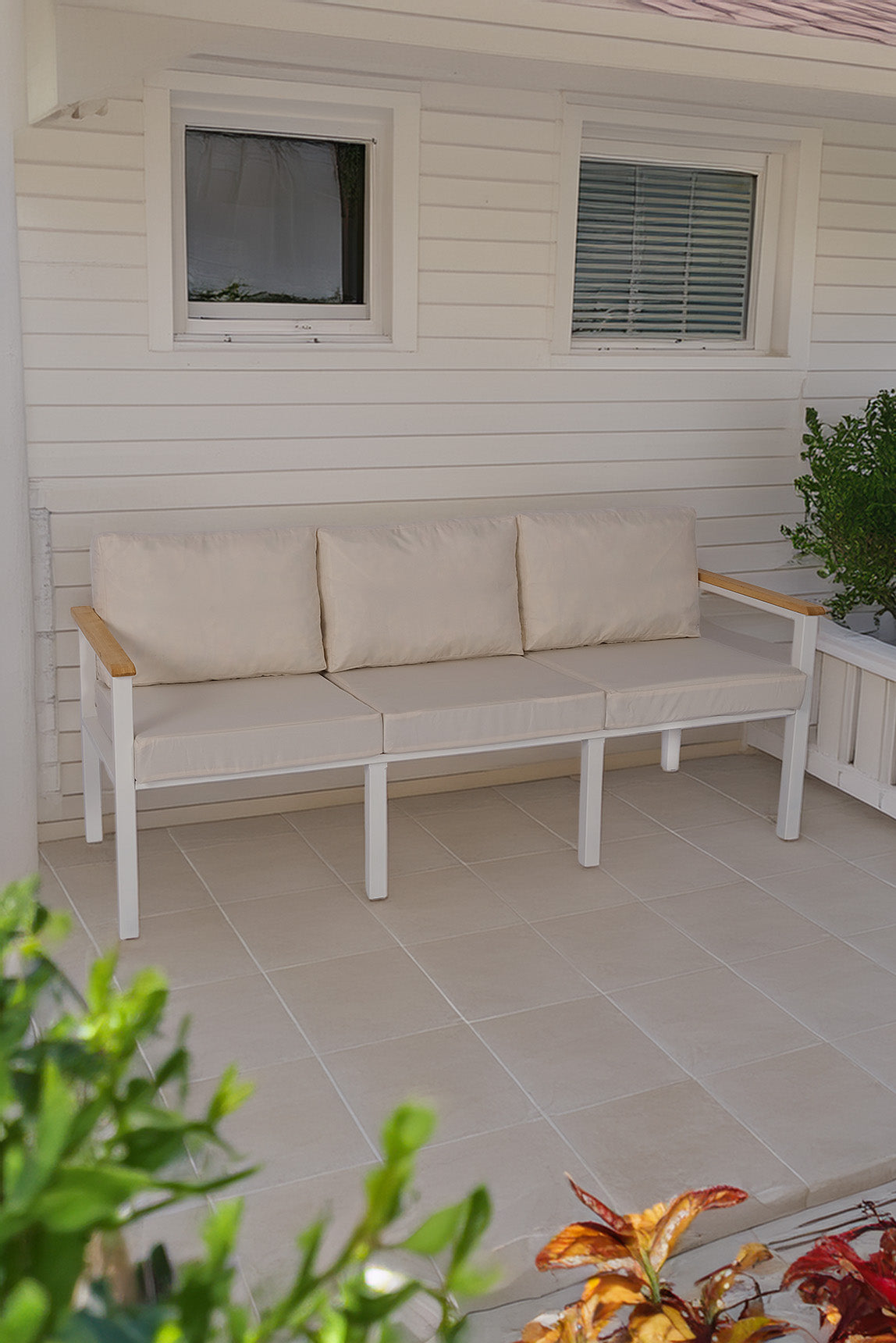 NEOKAS Metal Bahçe Oturma Grubu, Balkon Takımı, Kafe Koltuğu, Bekleme Alanı Koltuğu, 1 Adet Üçlü Koltuk