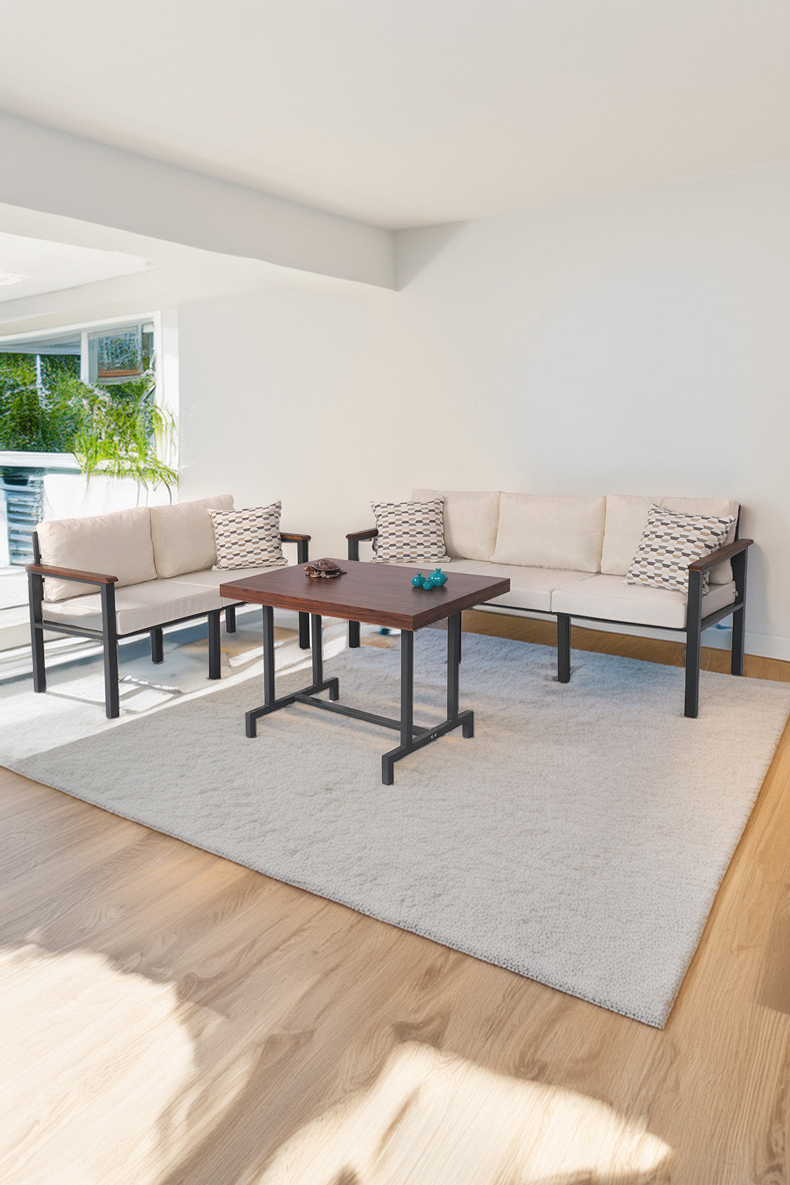 NEOKAS Metal Bahçe Takımı, Balkon Seti, Kafe Koltuğu, Bekleme Alanı Koltuğu, 2 + 3 + M