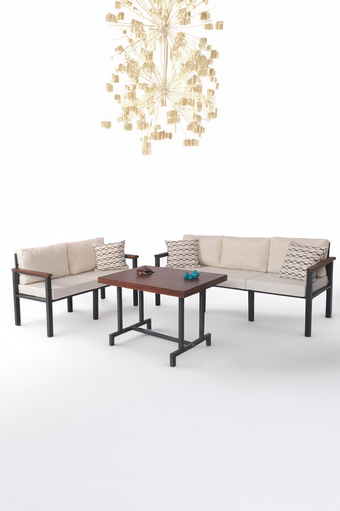 NEOKAS Metal Bahçe Takımı, Balkon Seti, Kafe Koltuğu, Bekleme Alanı Koltuğu, 2 + 3 + M