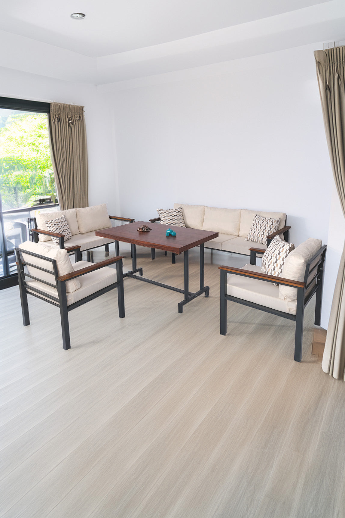 NEOKAS Metal Balkon Seti, Bahçe Takımı, Kafe Koltuğu, Bekleme Alanı Koltuğu, Oturma Grubu 1 + 1 + 2 + 3 + M