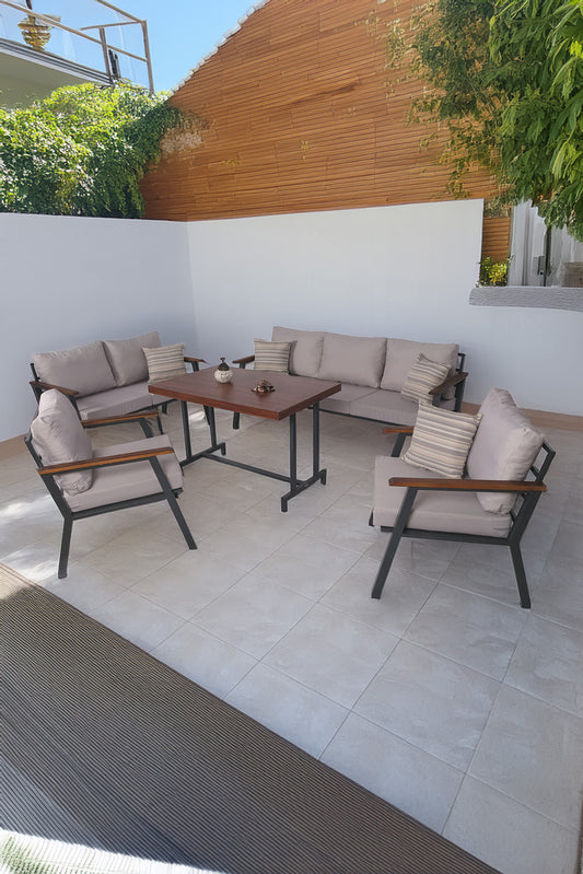 NEOKAS Bahçe Mobilyası, Modern Balkon Mobilyası, Suya ve Güneşe Karşı Dayanıklı 1 + 1 + 2 + 3 + MASA
