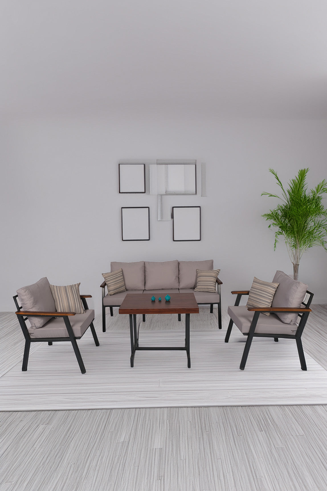 NEOKAS Bahçe Mobilyası, Modern Balkon Mobilyası, Suya ve Güneşe Karşı Dayanıklı 1 + 1 + 3 + MASA