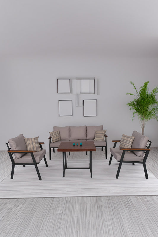 NEOKAS Bahçe Mobilyası, Modern Balkon Mobilyası, Suya ve Güneşe Karşı Dayanıklı 1 + 1 + 3 + MASA