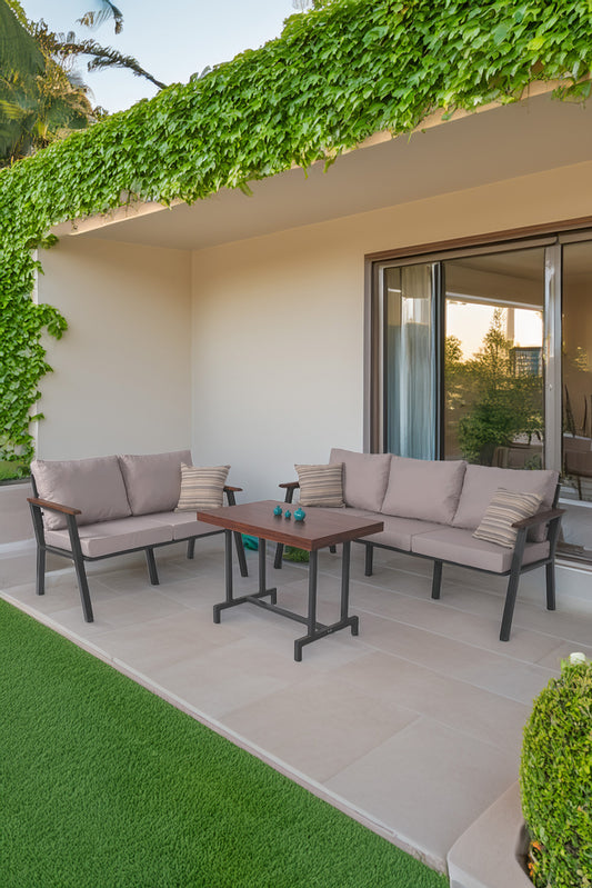 NEOKAS Bahçe Mobilyası, Modern Balkon Mobilyası, Suya ve Güneşe Karşı Dayanıklı 2 + 3 + MASA