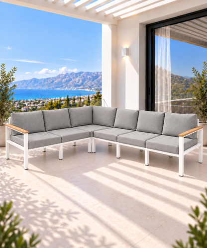 NEOKAS L Köşe Koltuk Takımı 6 Kişilik Bahçe Mobilyası Balkon ve Teras Oturma Grubu