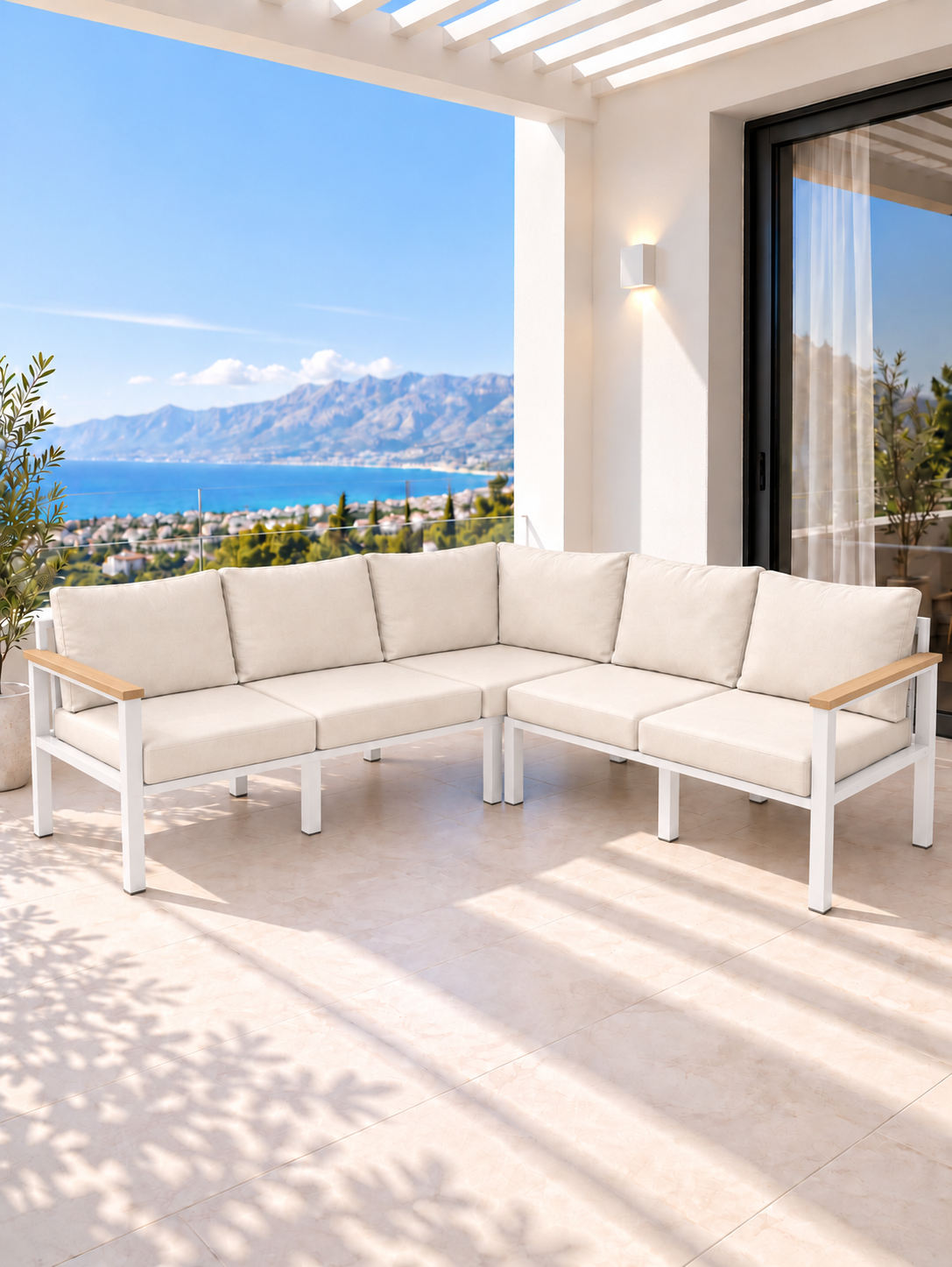 NEOKAS L Köşe Takımı 5 Kişilik, Metal Balkon Bahçe ve Teras Koltuk Takımı