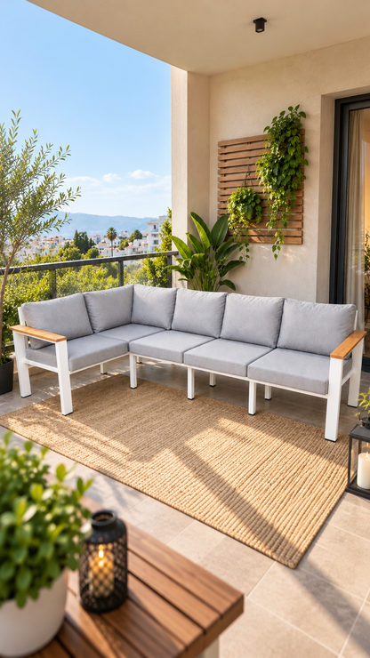 NEOKAS Balkon L Koltuk, 5 Kişilik Köşe Takımı,  Bahçe Mobilyası