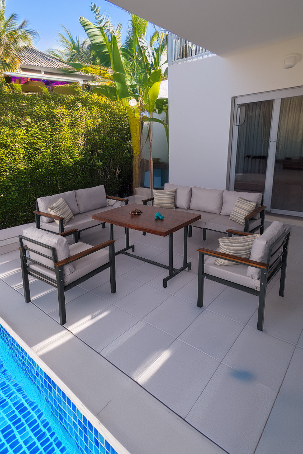 NEOKAS Bahce Mobilyası, Modern Balkon Mobilyası, Kafe Oturma Takımı, Teras Koltugu, 1+1+2+3+M