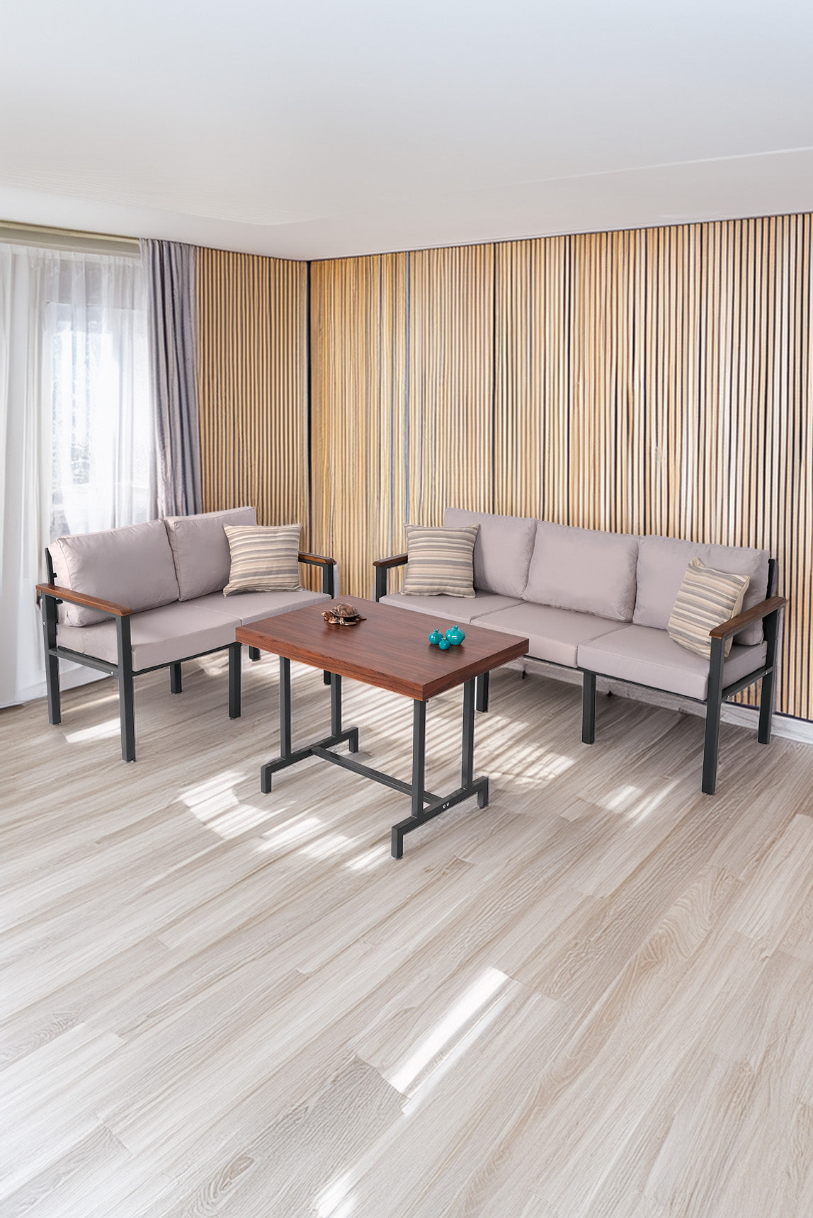 NEOKAS Bahce Mobilyası, Modern Balkon Mobilyası, Kafe Oturma Takımı, Teras Koltugu, Balkon Oturma Grubu, 2+3+M