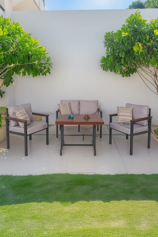 NEOKAS Bahce Mobilyası, Modern Balkon Mobilyası, Kafe Oturma Takımı, Teras Koltugu, 1+1+2+M