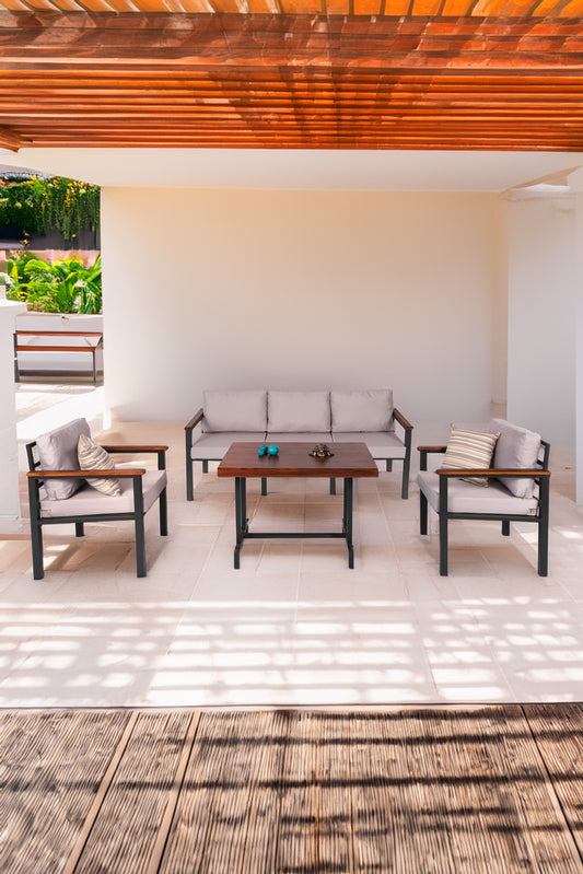 NEOKAS Bahce Mobilyası, Modern Balkon Mobilyası, Kafe Oturma Takımı, Teras Koltugu, 1+1+3+M