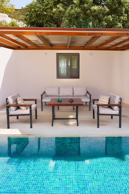 NEOKAS Bahce Mobilyası, Modern Balkon Mobilyası, Kafe Oturma Takımı, Teras Koltugu, 1+1+3+M