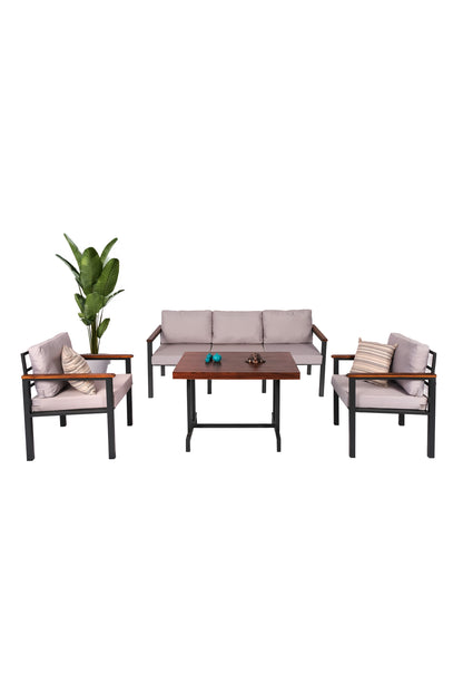 NEOKAS Bahce Mobilyası, Modern Balkon Mobilyası, Kafe Oturma Takımı, Teras Koltugu, 1+1+3+M