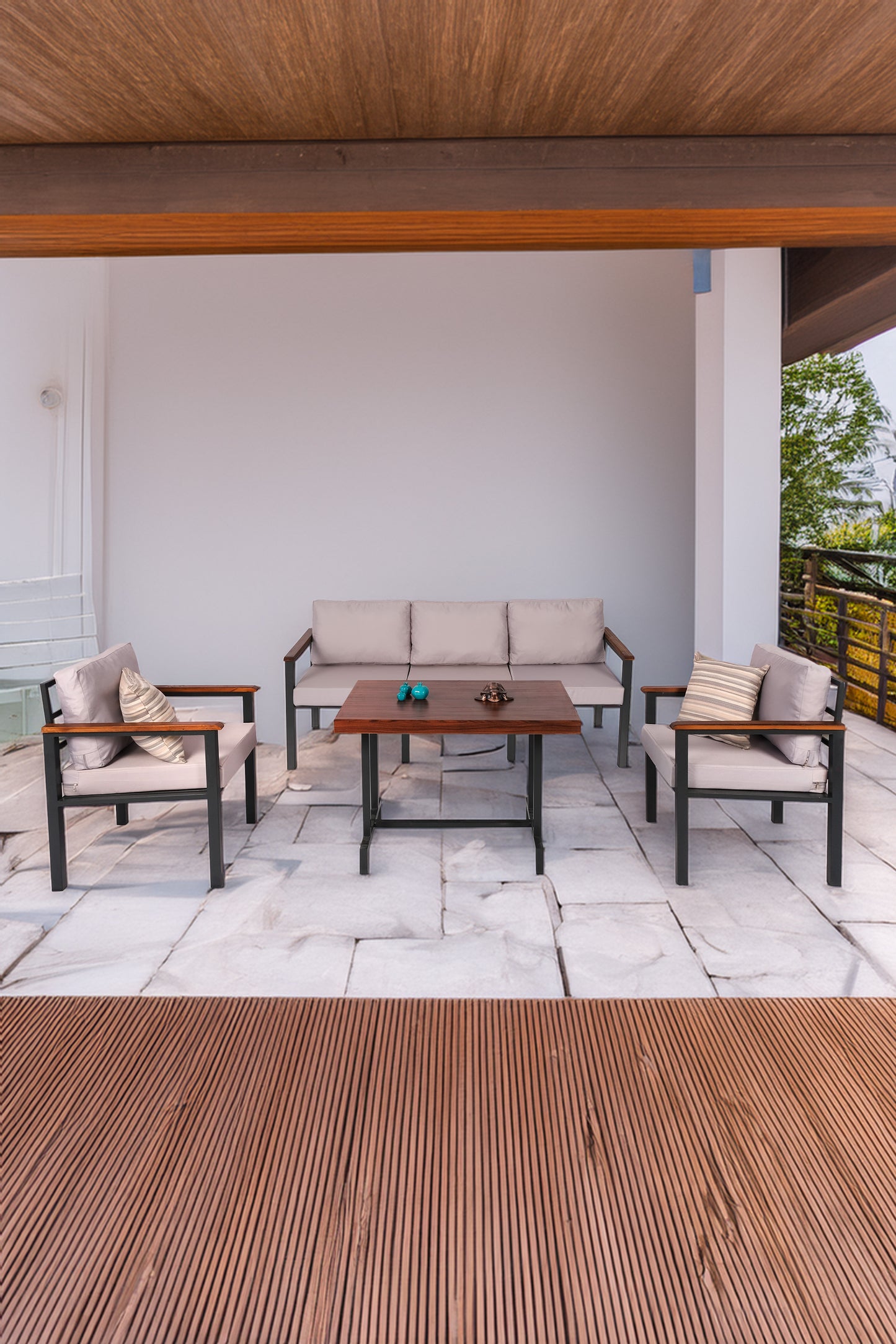 NEOKAS Bahce Mobilyası, Modern Balkon Mobilyası, Kafe Oturma Takımı, Teras Koltugu, 1+1+3+M