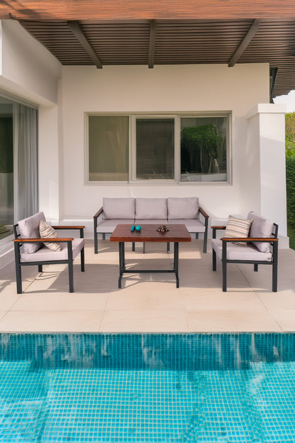 NEOKAS Bahce Mobilyası, 1+1+3+Masa Modern Balkon Mobilyası, Kafe Oturma Takımı, Teras Koltugu,
