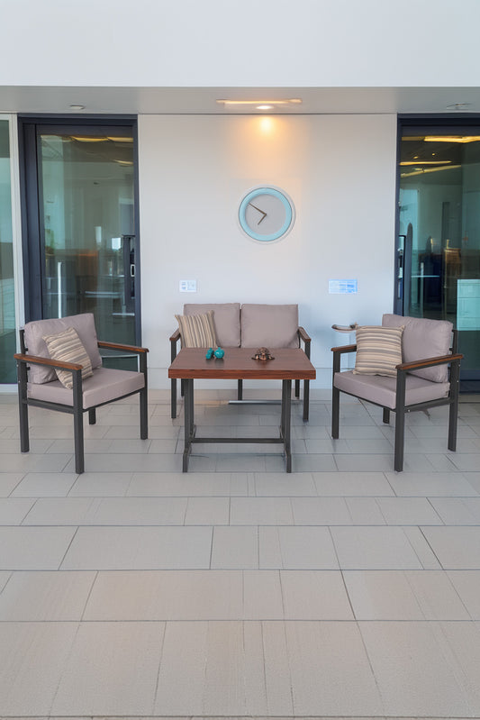 NEOKAS Bahce Mobilyası, Modern Balkon Mobilyası, Kafe Oturma Takımı, Teras Koltugu, 1+1+2+M