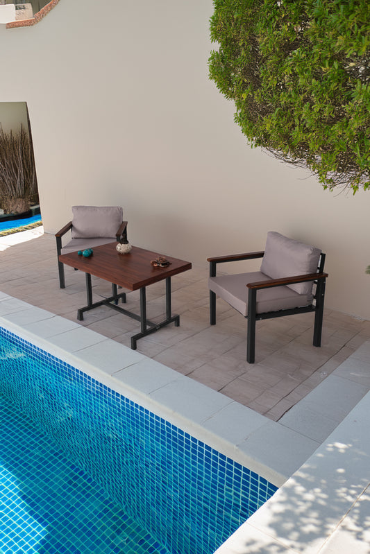 NEOKAS Bahce Mobilyası, Modern Balkon Mobilyası, Kafe Oturma Takımı, Teras Koltugu, 1+1+M