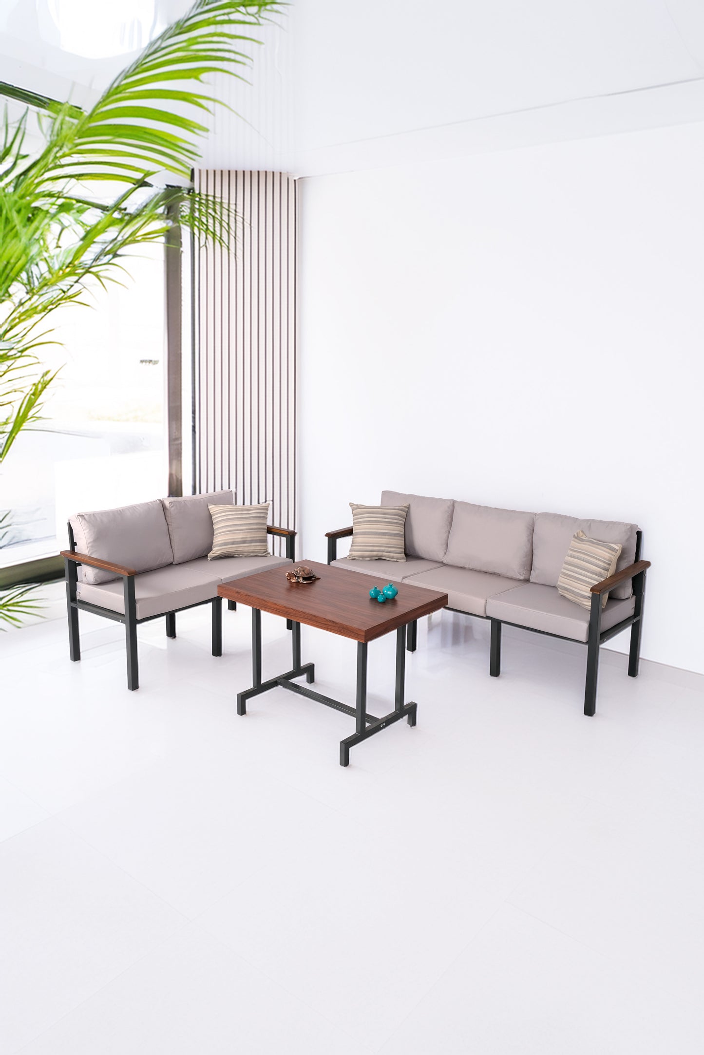 NEOKAS Bahce Mobilyası, Modern Balkon Mobilyası, Kafe Oturma Takımı, Teras Koltugu, Balkon Oturma Grubu, 2+3+M