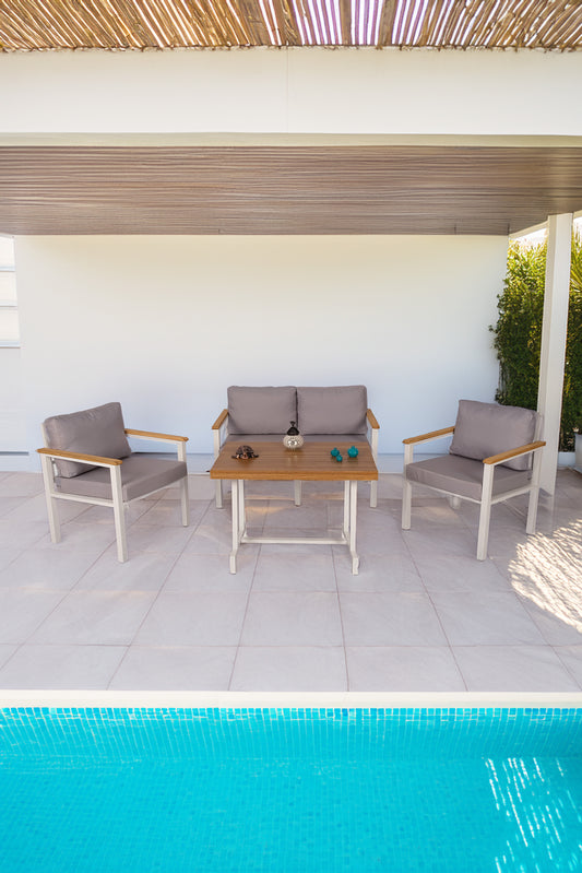NEOKAS  Bahçe Takımı, Balkon Mobilyası, 1+1+2+Masa, Kafe Koltuğu, Bekleme Alanı Koltuğu