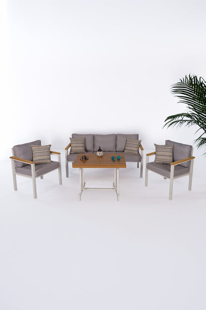 NEOKAS  Bahçe Takımı, Balkon Mobilyası, 1+1+3+Masa, Kafe Koltuğu, Bekleme Alanı Koltuğu