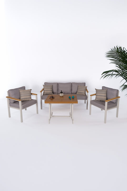 NEOKAS  Bahçe Takımı, Balkon Mobilyası, 1+1+3+Masa, Kafe Koltuğu, Bekleme Alanı Koltuğu