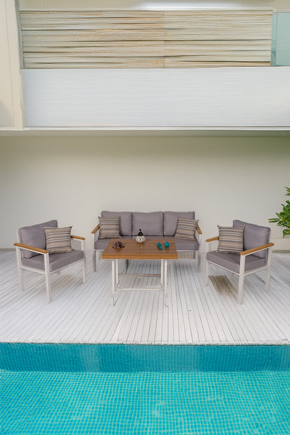 NEOKAS  Bahçe Takımı, Balkon Mobilyası, 1+1+3+Masa, Kafe Koltuğu, Bekleme Alanı Koltuğu