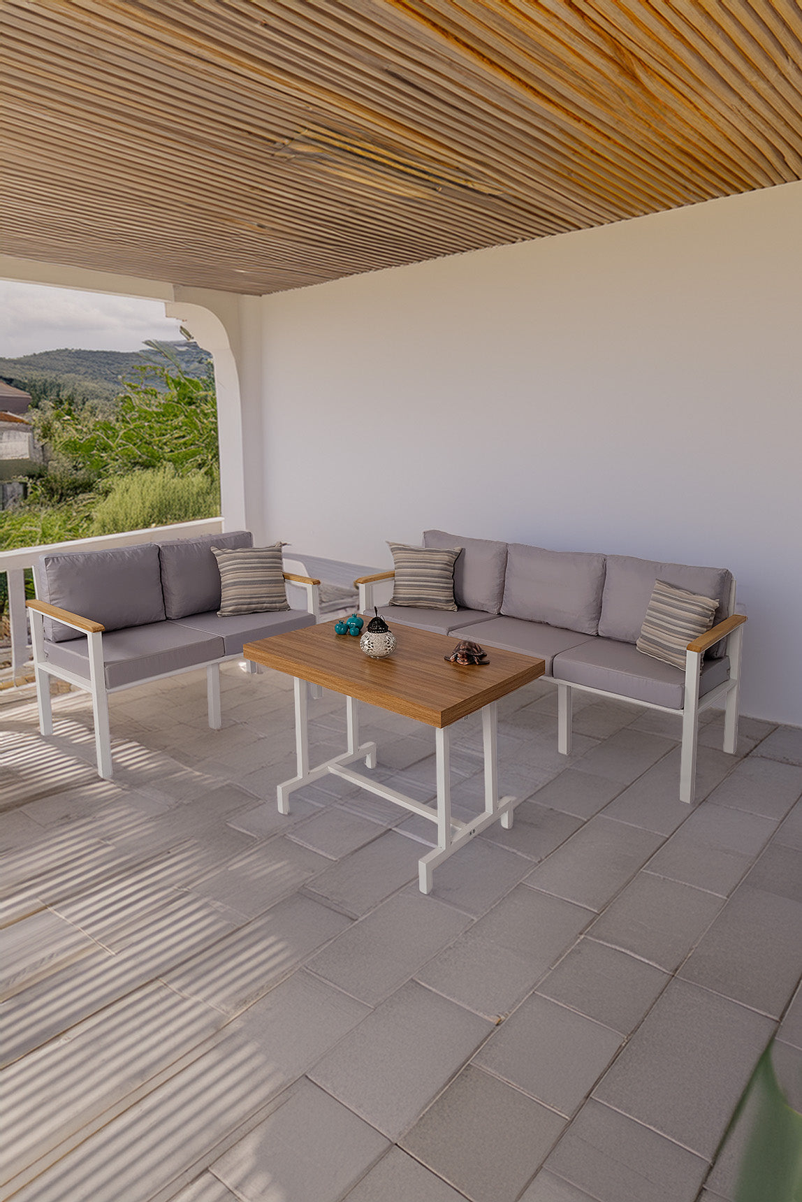 NEOKAS  Bahçe Takımı, Balkon Mobilyası, 2+3+Masa, Kafe Koltuğu, Minimalist Tasarım