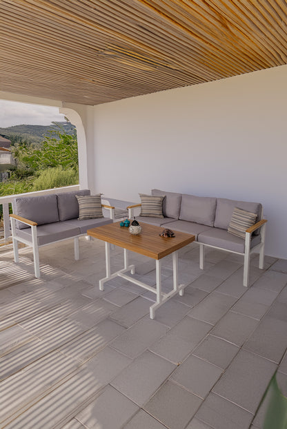 NEOKAS  Bahçe Takımı, Balkon Mobilyası, 2+3+Masa, Kafe Koltuğu, Minimalist Tasarım
