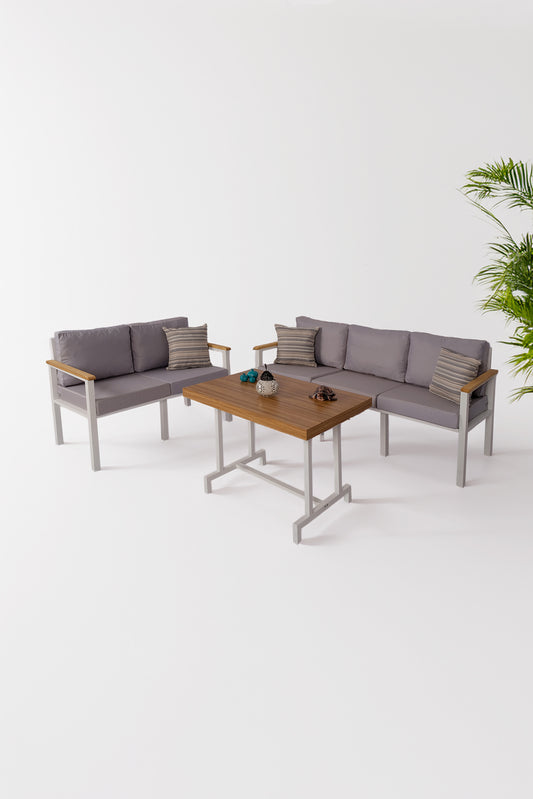 NEOKAS  Bahçe Takımı, Balkon Mobilyası, 2+3+Masa, Kafe Koltuğu, Minimalist Tasarım