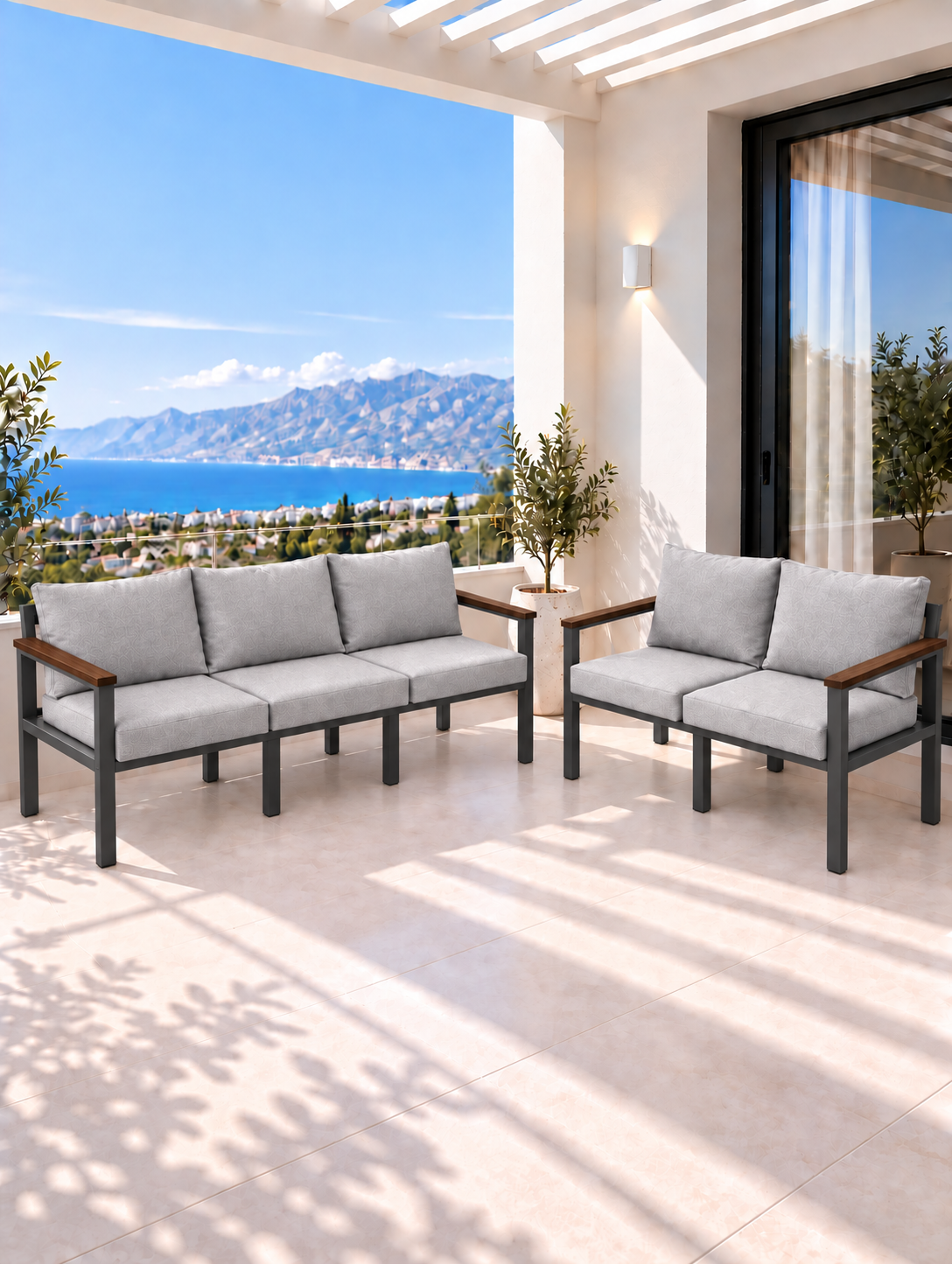 NEOKAS Balkon L Koltuk 5 Kişilik Köşe Takımı, Bahçe ve Teras Mobilyası