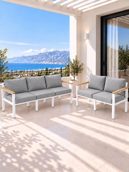 NEOKAS Metal L Köşe Koltuk 5 Kişilik, Balkon ve Bahçe Mobilyası