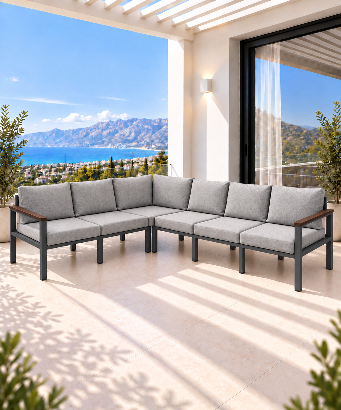 NEOKAS Bahçe Mobilyası 6 Kişilik L Koltuk Köşe Takımı Balkon Oturma Grubu