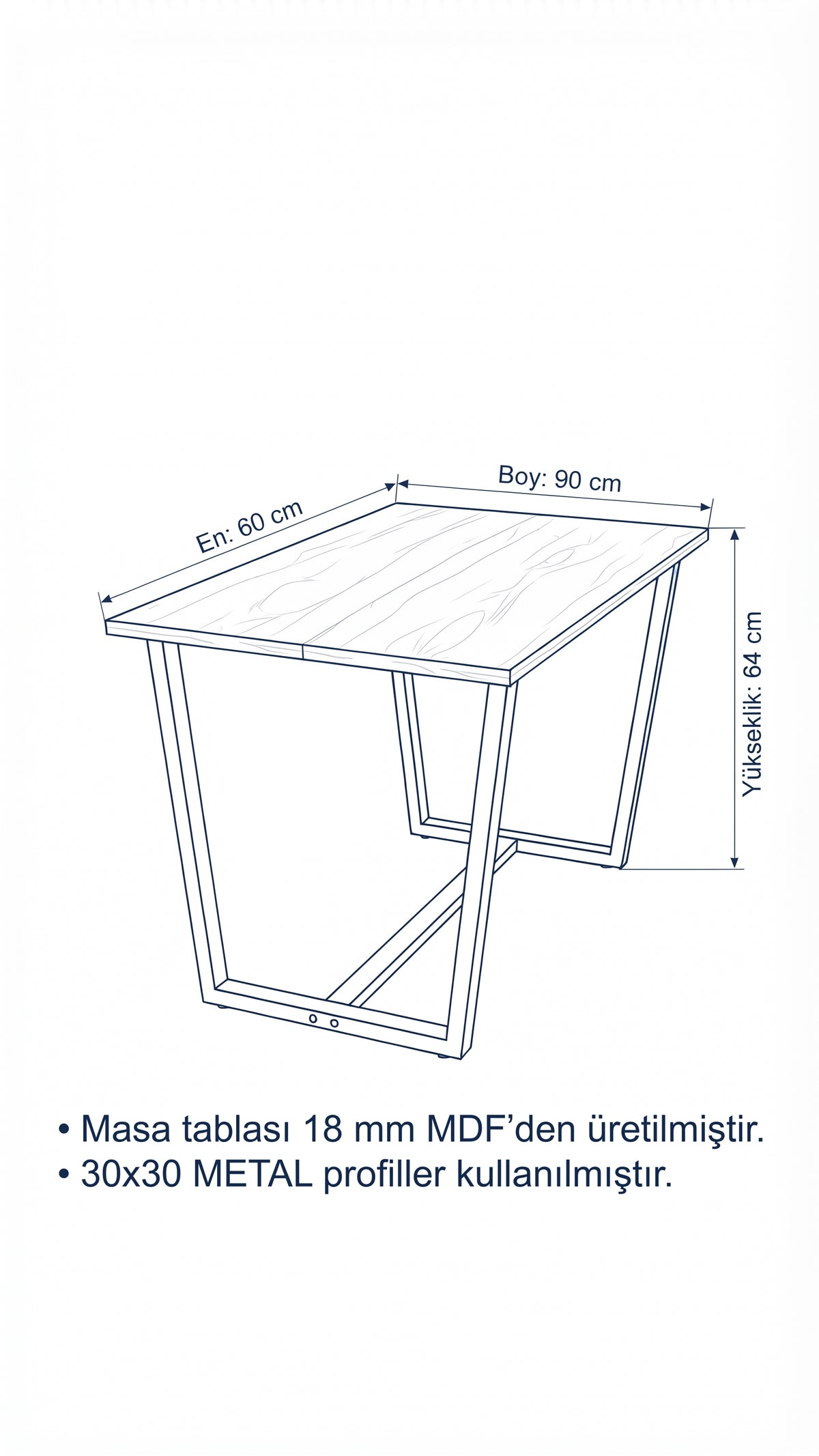 NEOKAS Beyaz Balkon Masası, 60x90 cmBahçe Sehpası, Balkon Mobilyası Orta Masa