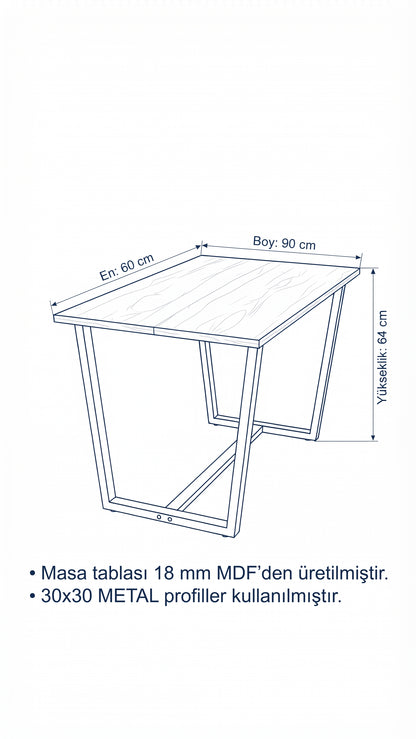 NEOKAS Beyaz Balkon Masası, 60x90 cmBahçe Sehpası, Balkon Mobilyası Orta Masa