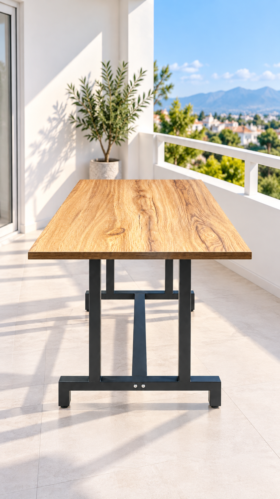 NEOKAS Balkon Masası, 60x90 cm Bahçe Sehpası, Balkon Mobilyası Orta Masa
