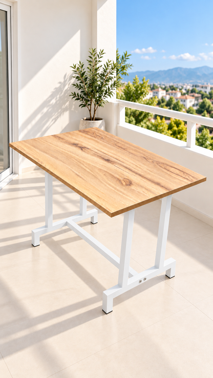 NEOKAS Balkon Masası, 60x90 cm Bahçe Sehpası, Balkon Mobilyası Orta Masa