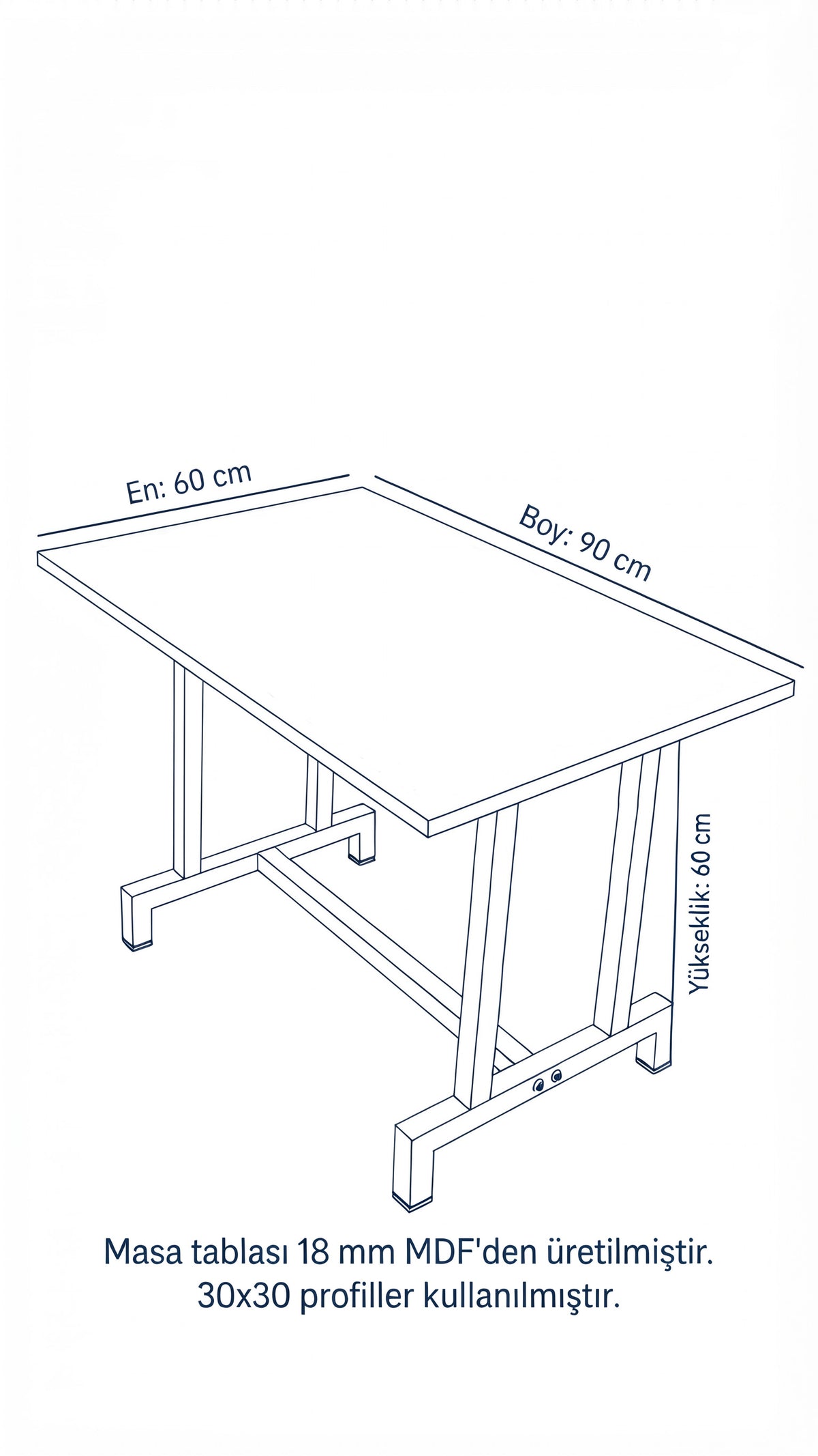 NEOKAS Balkon Masası, 60x90 cm Bahçe Sehpası, Balkon Mobilyası Orta Masa
