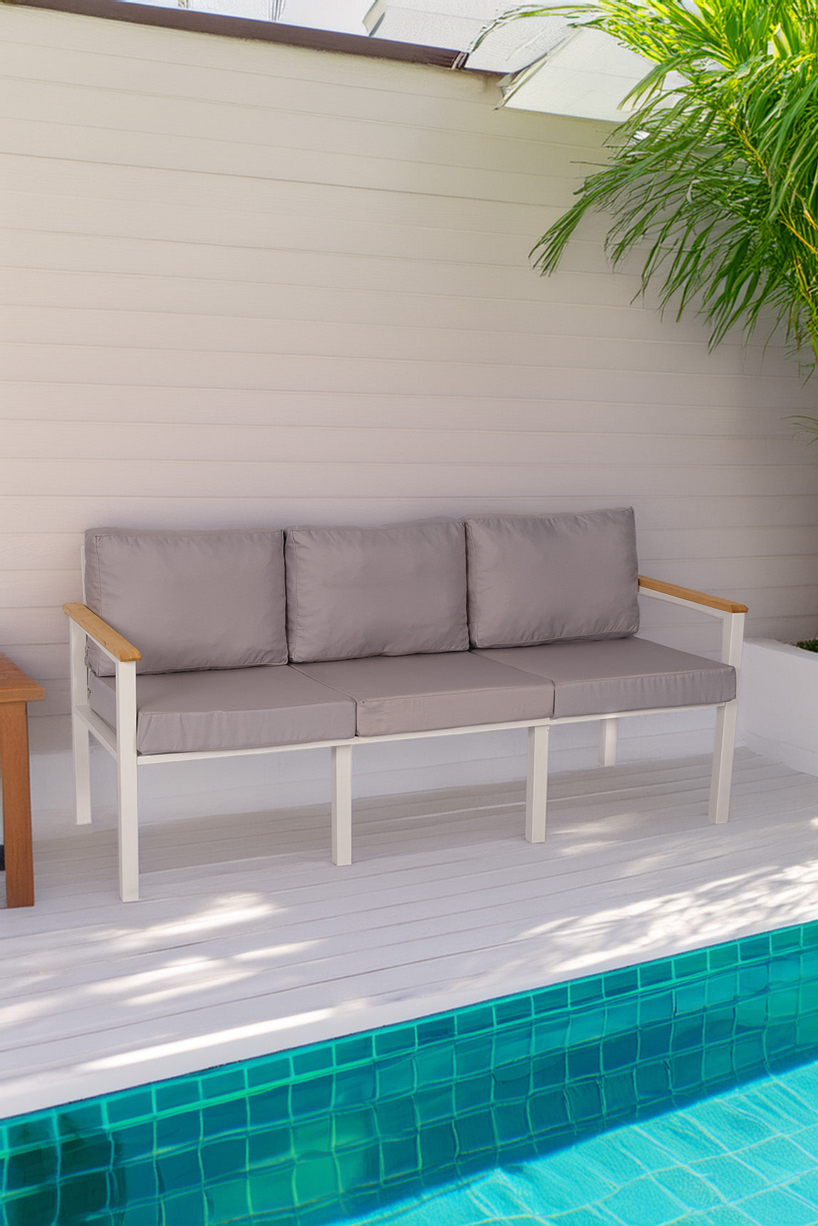 NEOKAS  Balkon Mobilyası, Bahçe Takımı, 1 üçlü Koltuk, Kafe Koltuğu, Bekleme Alanı Koltuğu