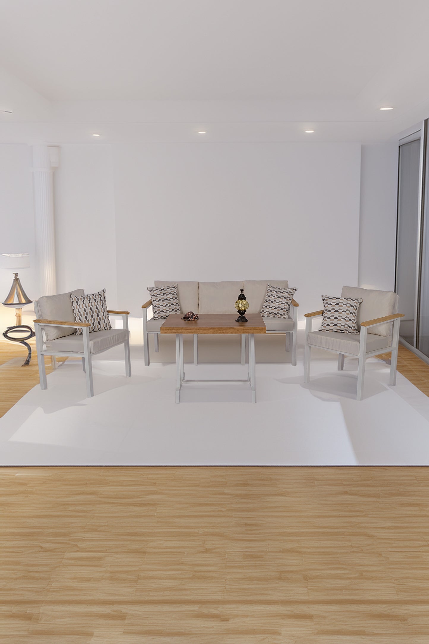 NEOKAS  Balkon Mobilyası, Bahçe Takımı, Kafe Koltuğu, Bekleme Alanı Koltuğu, 1 +1 + 3+ Masa