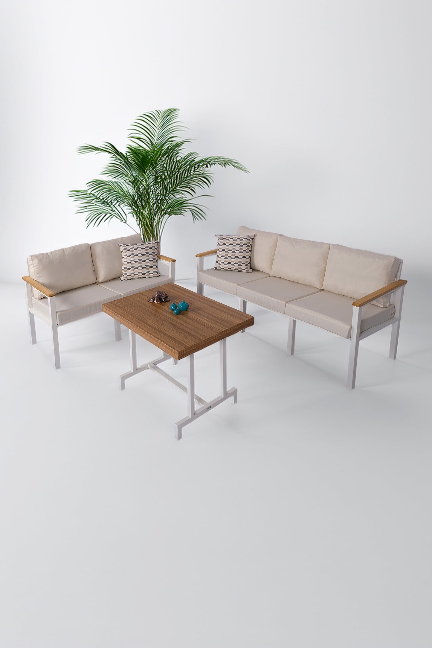 NEOKAS  Balkon Mobilyası, Bahçe Takımı, Kafe Koltuğu, Bekleme Alanı Koltuğu, 2 + 3 + Masa