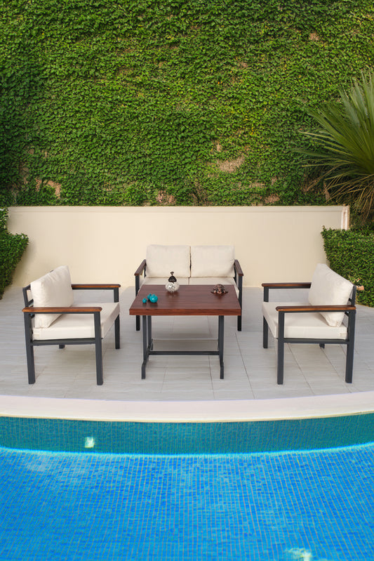 NEOKAS Balkon Mobilyası, Metal Oturma Grubu, Balkon Seti, Kafe Koltuğu, Bekleme Alanı Koltuğu,  1 + 1 + 2 + M