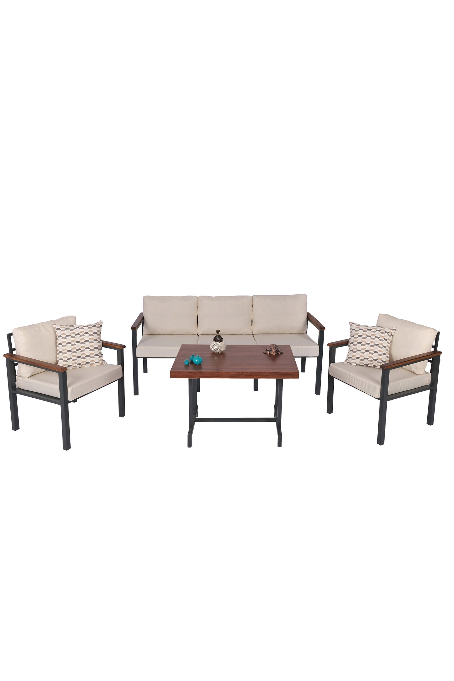 NEOKAS Balkon Mobilyası, Metal Oturma Grubu, Balkon Seti, Kafe Koltuğu, Bekleme Alanı Koltuğu,  1 + 1 + 3 + M