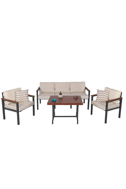 NEOKAS Balkon Mobilyası, Metal Oturma Grubu, Balkon Seti, Kafe Koltuğu, Bekleme Alanı Koltuğu,  1 + 1 + 3 + M