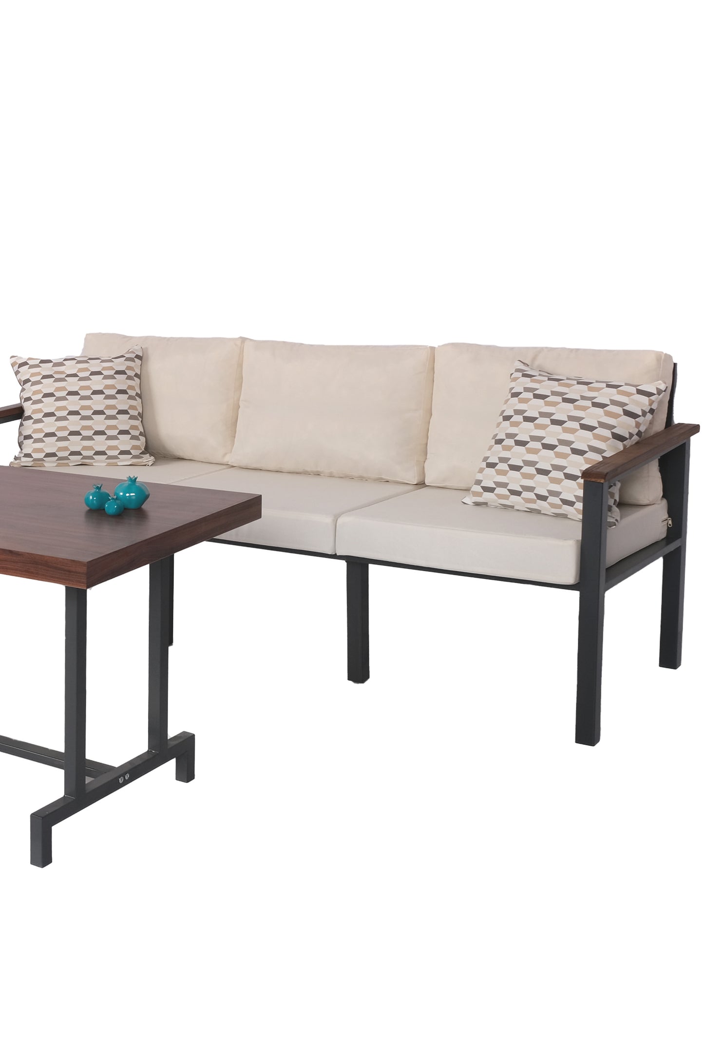 NEOKAS Balkon Mobilyası, Metal Oturma Grubu, Balkon Seti, Kafe Koltuğu, Teras Takımı, 1 Üçlü Koltuk